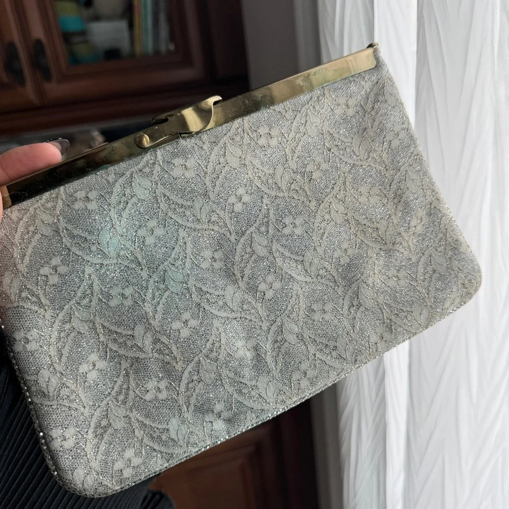Vintage Blue Sparkly Clutch with mini chain